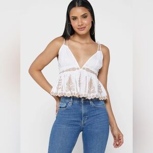 TopShop Printed Strappy Crop Top Size: US 4